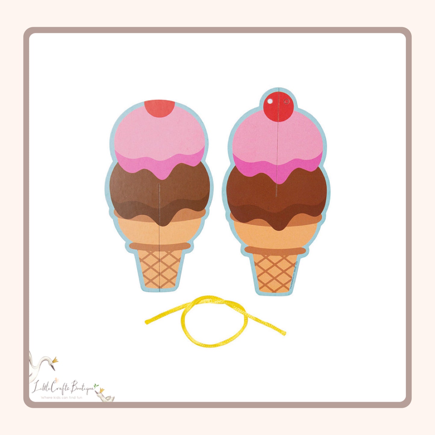 3D Ice Cream Cone With Stickers Craft Kit