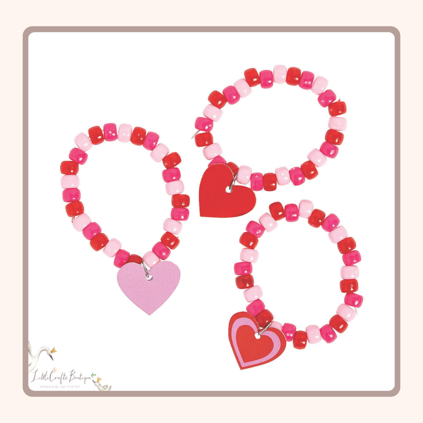 HEART CHARM BEADED BRACELET CRAFT KIT