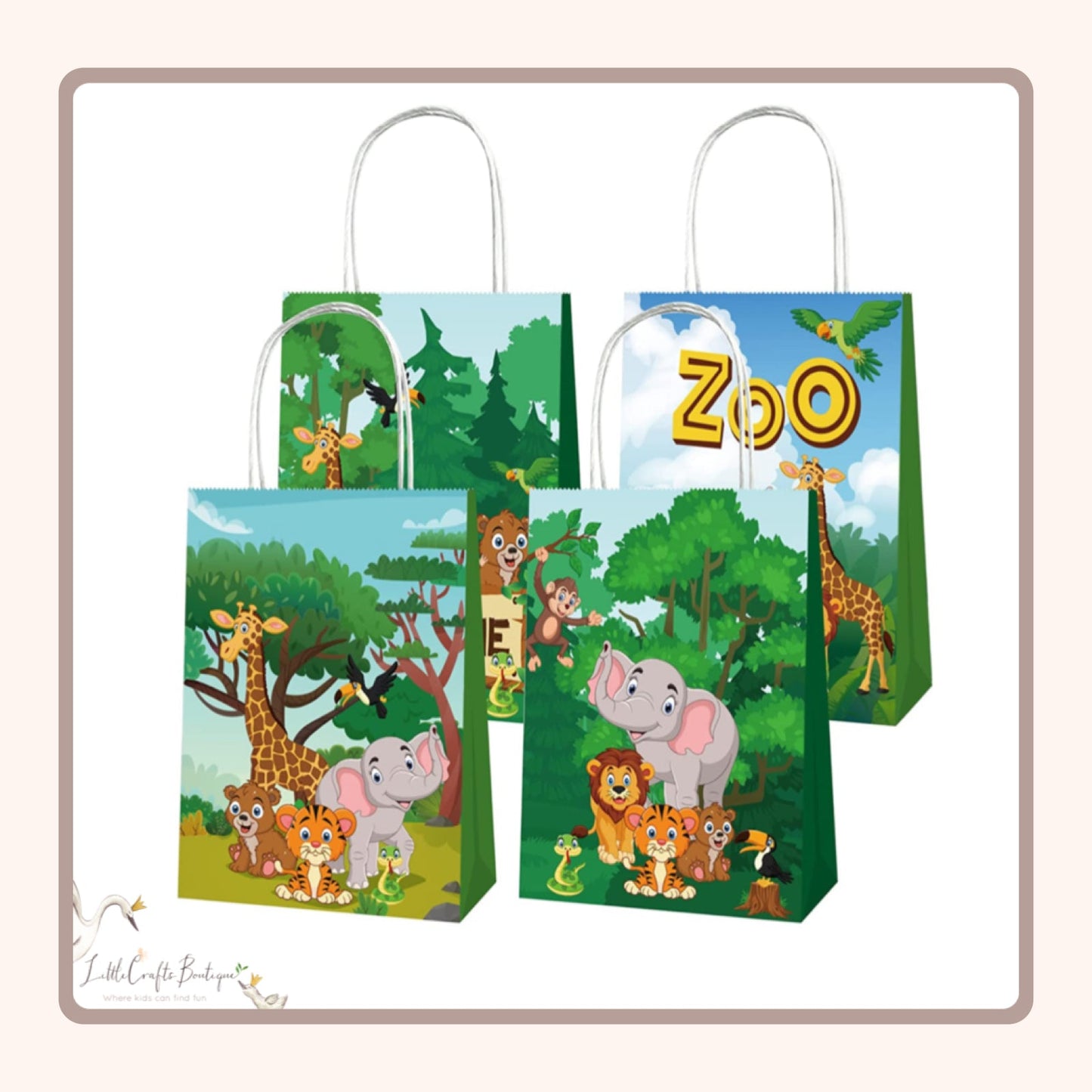 Zoo animal paper bag - 12pc