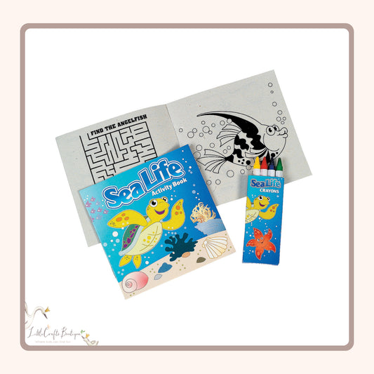 TROPICAL SEA LIFE BOOKLET WITH CRAYONS