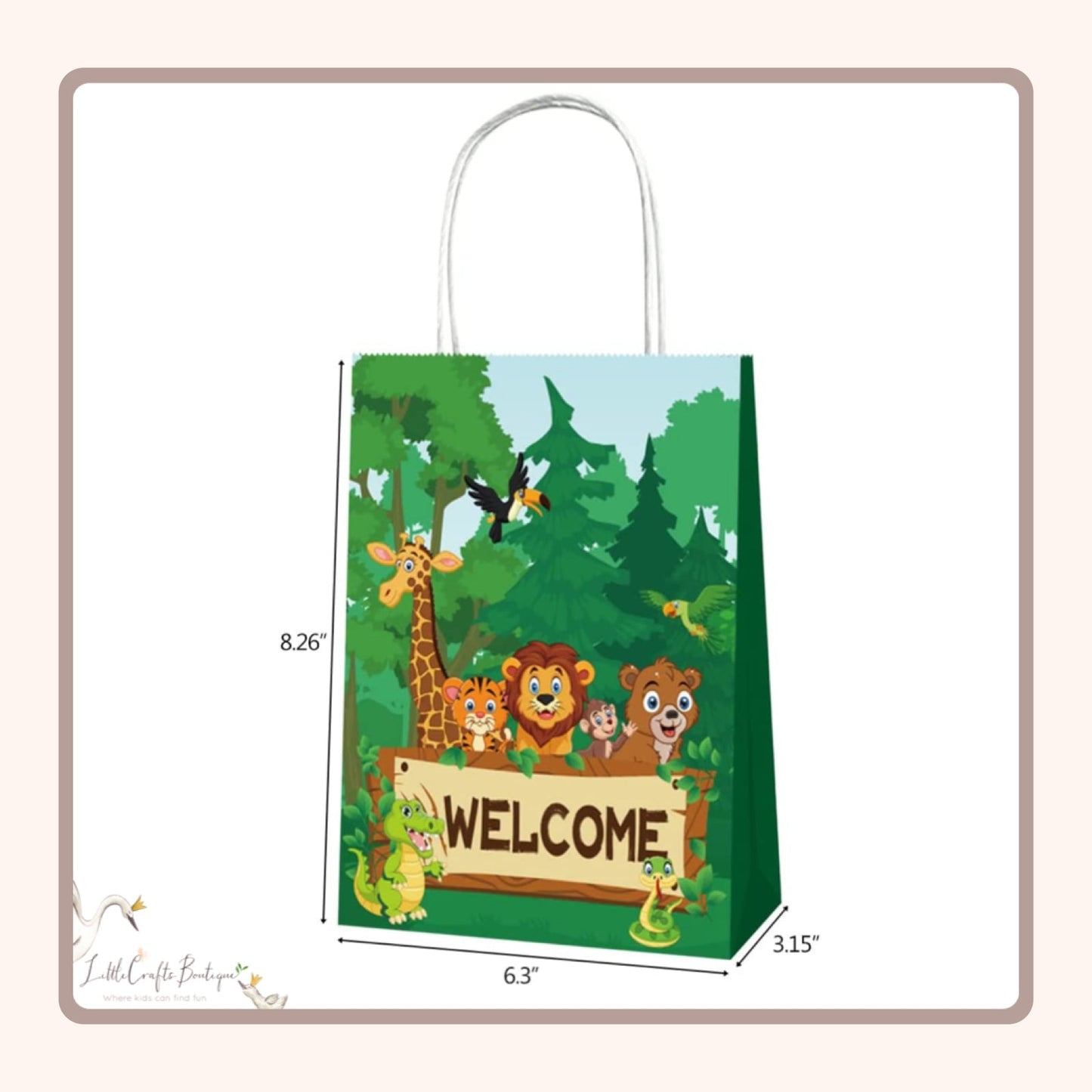 Zoo animal paper bag - 12pc