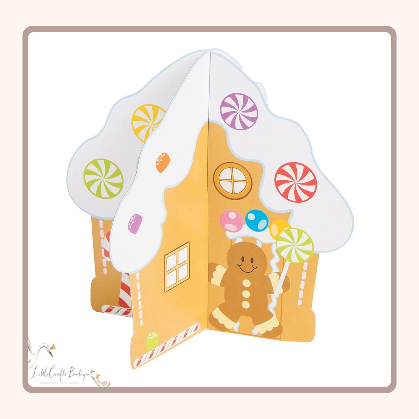 3D Gingerbread Houses with Stickers