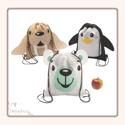 ARCTIC ANIMALS SHAPED DRAWSTRING BAG